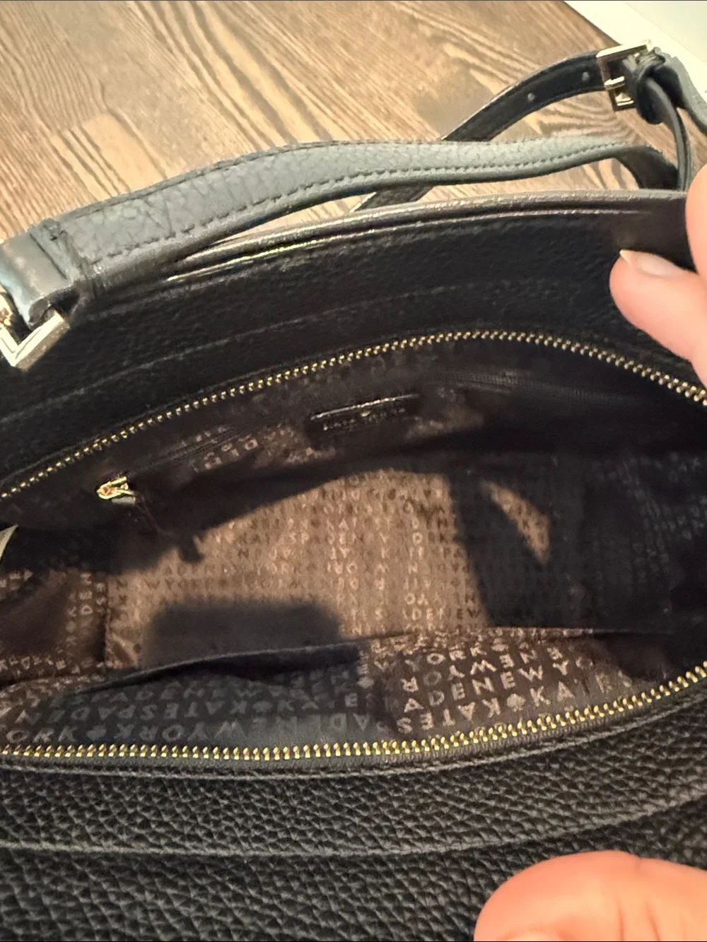 kate spade Black Pebbled Leather Satchel with Tassel and Gold Hardware